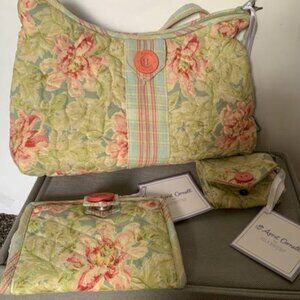 NWT April Cornell Silvestri Mini Slendour Sage Purse w/Wallet & Key Chain Purse
